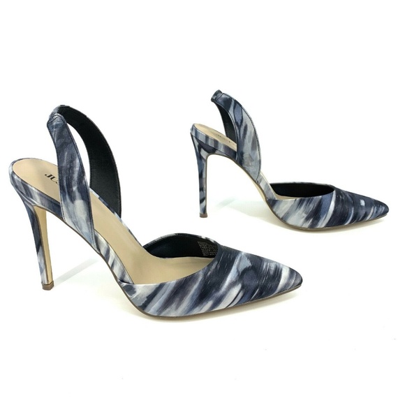 JustFab Dionne Heels Womens Size 8 Black Gray Pointed Toe D'Orsay Slingback - Picture 1 of 11